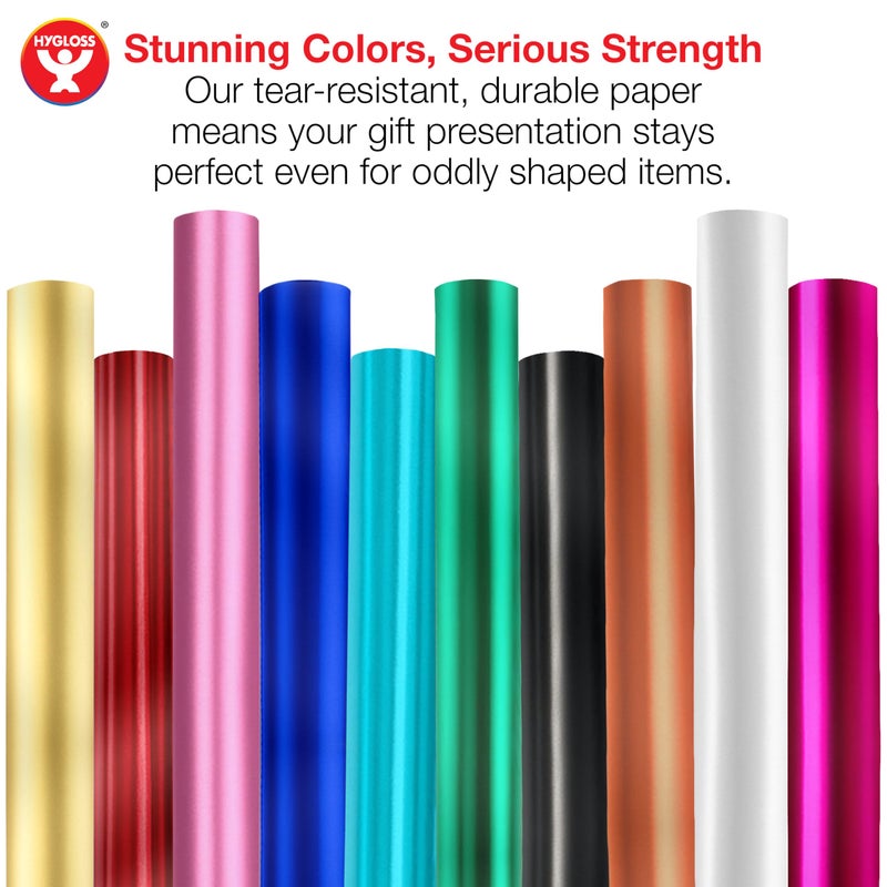 Hygloss Metallic Wrapping Paper Roll - 26" x 25 ft (54 Sq. Ft) Gold - Shiny Metallic Foil Paper for Arts, Crafts, Holiday & Christmas Gift Wrapping - Image 2